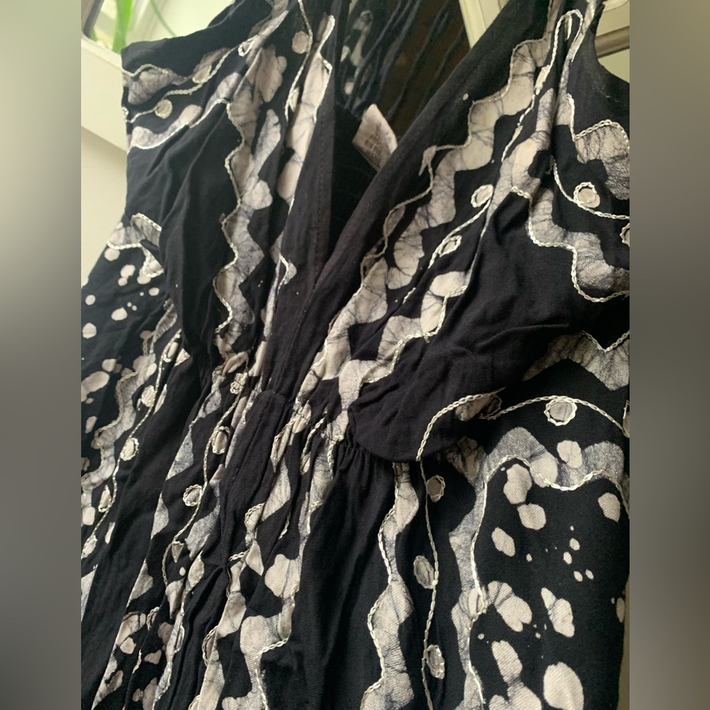 Advance Apparels Black Dress with White Abstract Embroidery